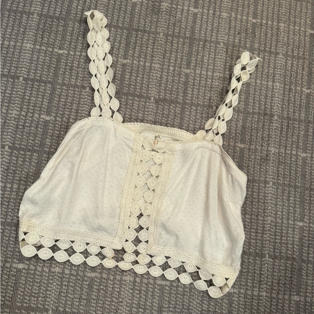Cropped lace free people tank